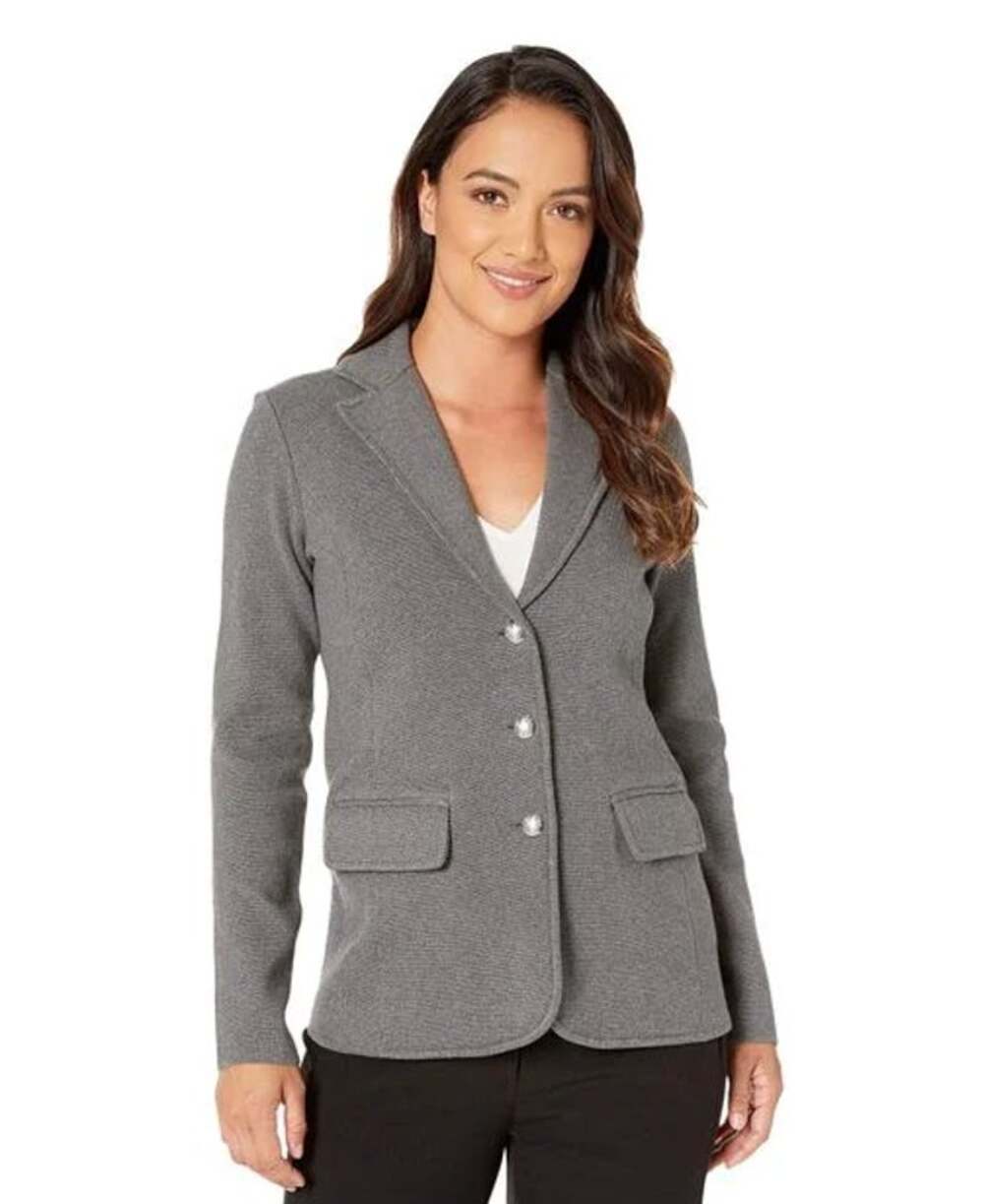 LAUREN RALPH LAUREN Womens Sweater Knit Blazer Small Petite Grey Long Sleeve NWT
